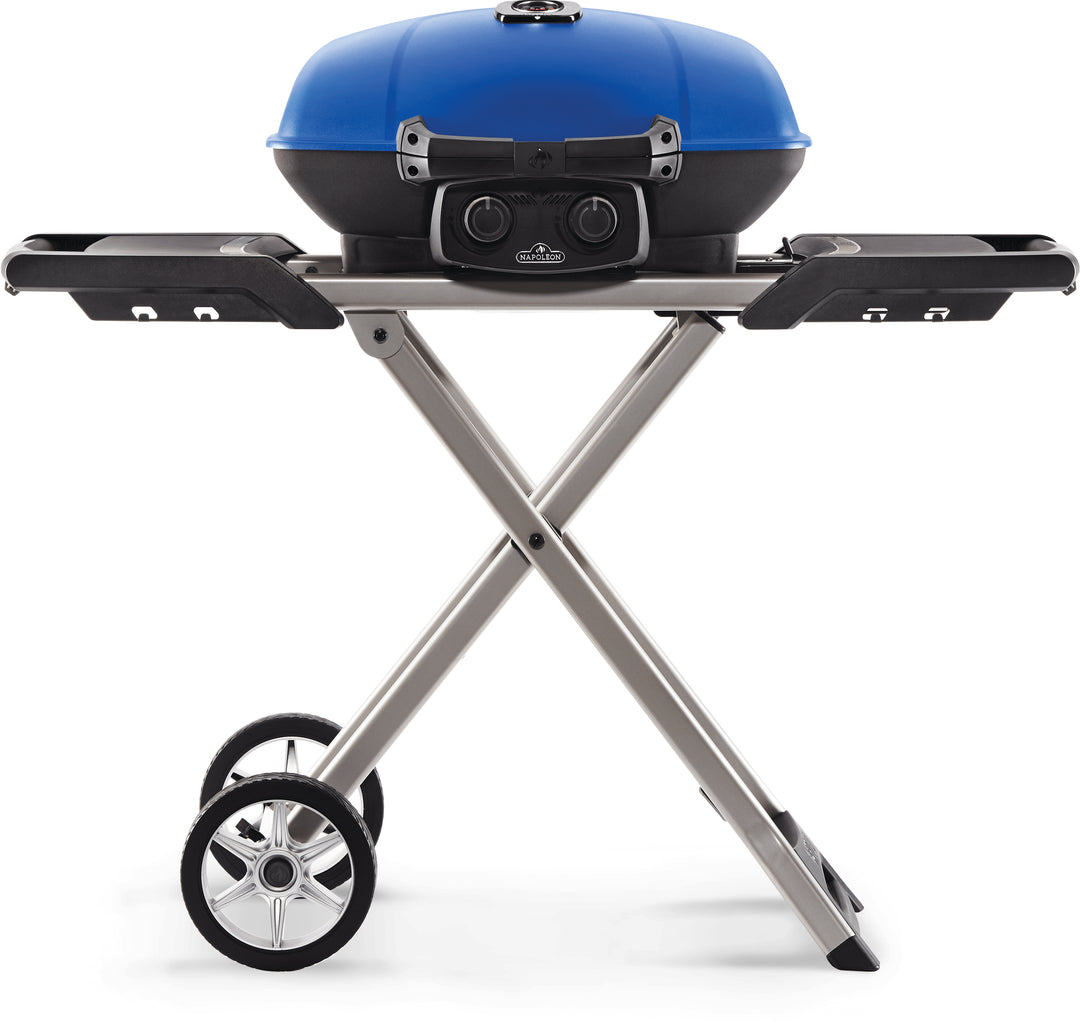 TravelQ™ 285X Portable Propane Gas Grill with Scissor Cart, Blue, TQ285X-BL-1