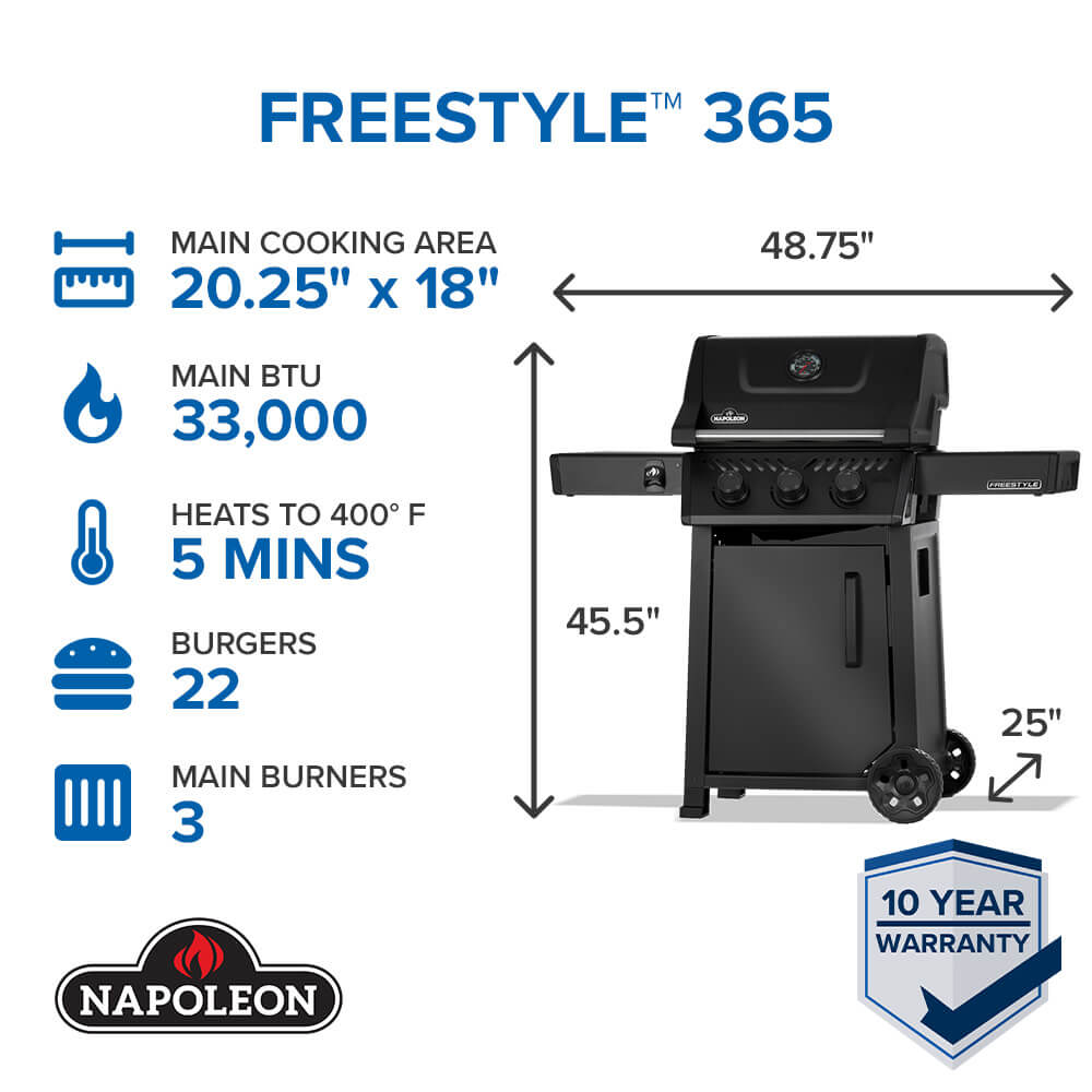 Freestyle™ 365 3-Burner, Matte Black, F365DNMK-1