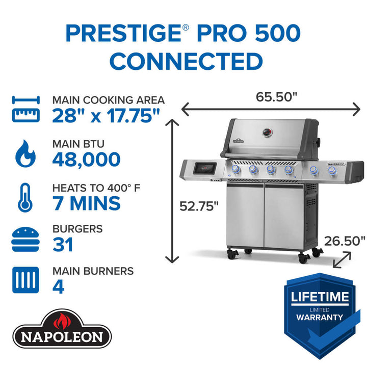 Gas Grill: Prestige® PRO 500 with Smart Technology, PRO500VXRSIBPSS