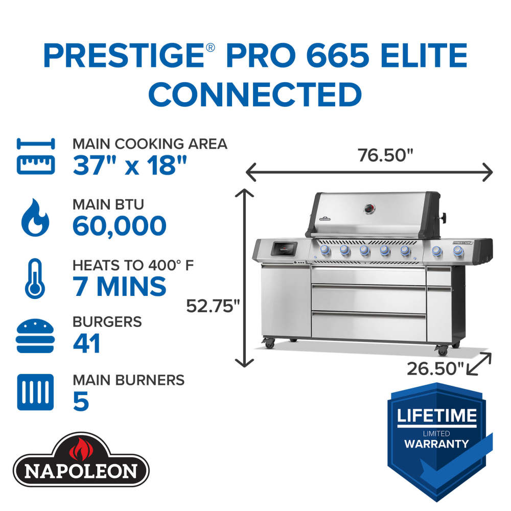 Gas Grill: Prestige® PRO 665 Elite with Smart Technology & Electric Smoker Box, PRO665VXRSIBPSS