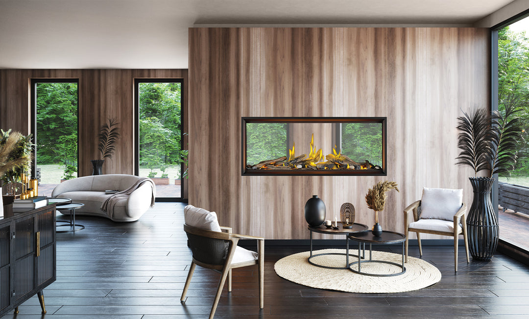 Gas fireplace: Napoleon, Tall Linear Vector™ 74 See Through with Luminous Logs with Luminous Logs TLV74L