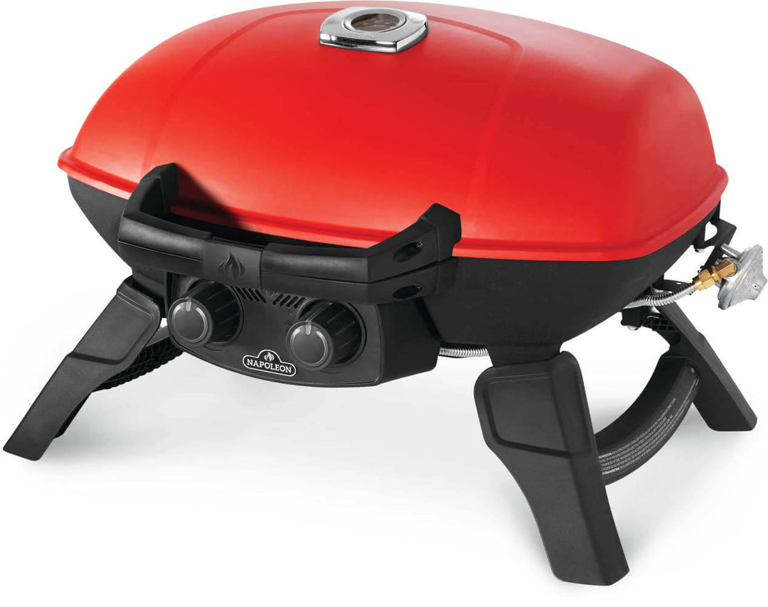 TravelQ™ 285 Portable Propane Gas Grill with Griddle, Red