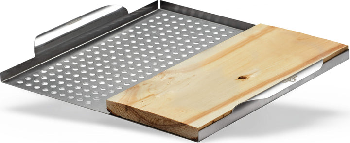 Stainless Steel Multi-functional Topper with Cedar Plank
