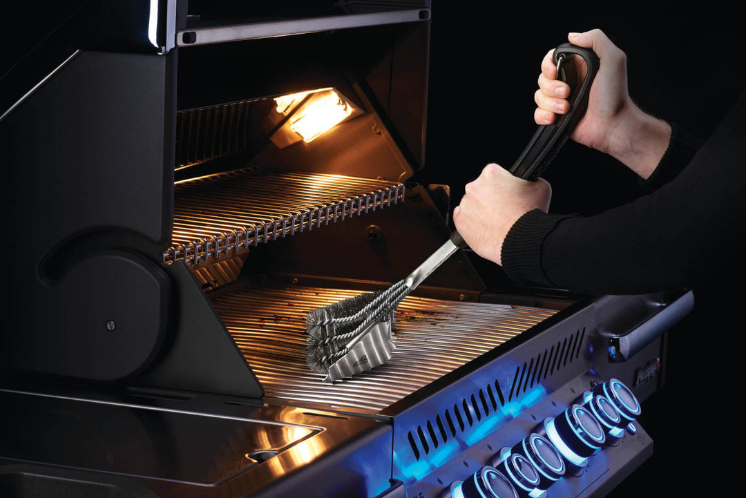 Triple-Row Grill Brush with Stainless Steel Bristles